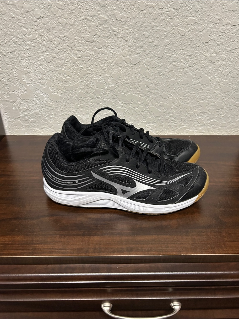 Mizuno  Black Athletic Sneakers with Silver Accent and Gum Toe